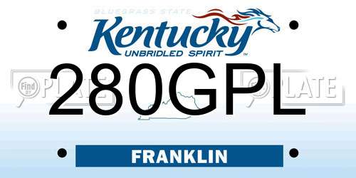 280GPL Kentucky License Plate