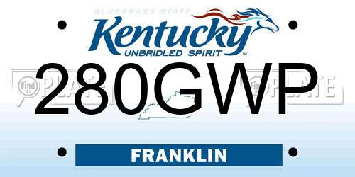 280GWP Kentucky License Plate