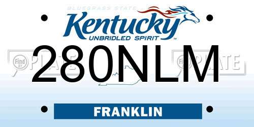 280NLM Kentucky License Plate