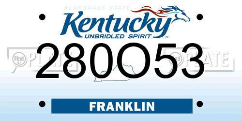 280O53 Kentucky License Plate