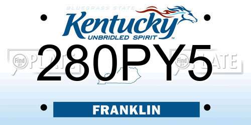 280PY5 Kentucky License Plate