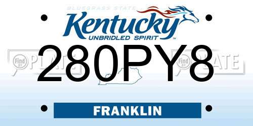 280PY8 Kentucky License Plate
