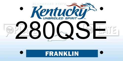 280QSE Kentucky License Plate