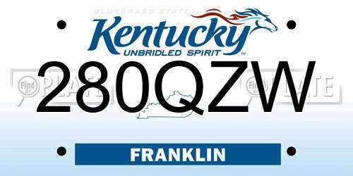 280QZW Kentucky License Plate