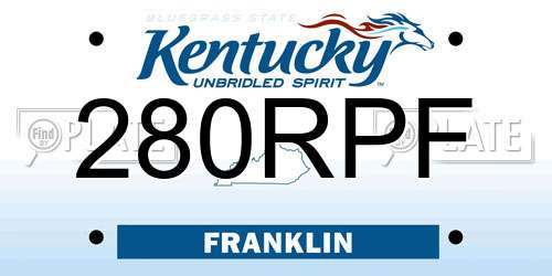 280RPF Kentucky License Plate