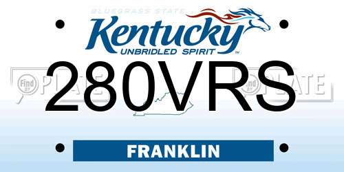 280VRS Kentucky License Plate