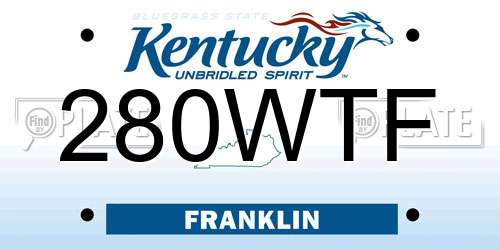 280WTF Kentucky License Plate