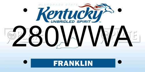 280WWA Kentucky License Plate