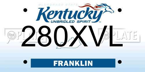 280XVL Kentucky License Plate