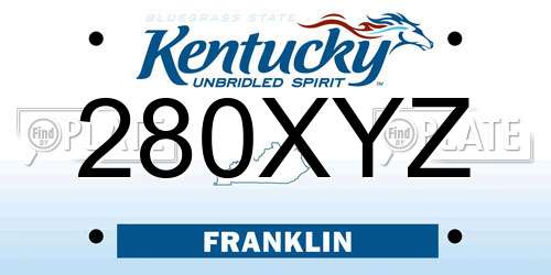 280XYZ Kentucky License Plate