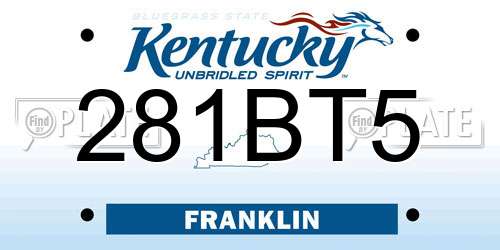 281BT5 Kentucky License Plate