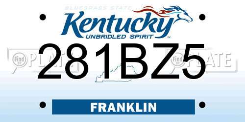 281BZ5 Kentucky License Plate