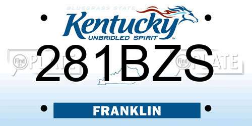 281BZS Kentucky License Plate