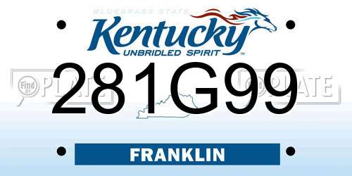 281G99 Kentucky License Plate