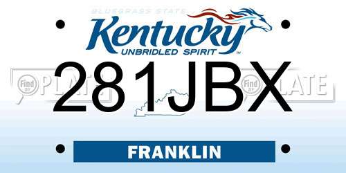 281JBX Kentucky License Plate
