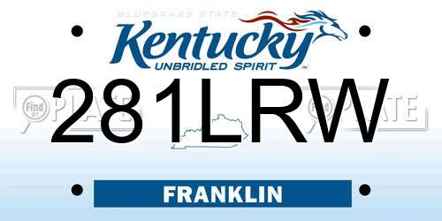 281LRW Kentucky License Plate