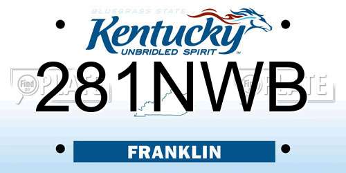 281NWB Kentucky License Plate