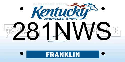 281NWS Kentucky License Plate