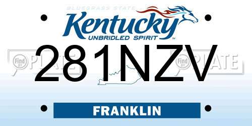 281NZV Kentucky License Plate