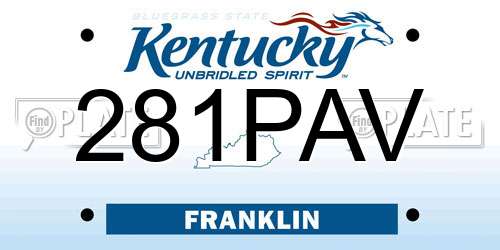 281PAV Kentucky License Plate