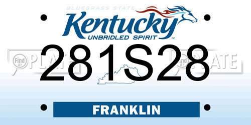281S28 Kentucky License Plate