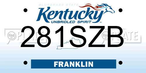 281SZB Kentucky License Plate