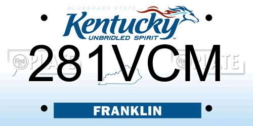 281VCM Kentucky License Plate