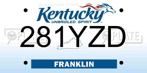 281YZD Kentucky License Plate