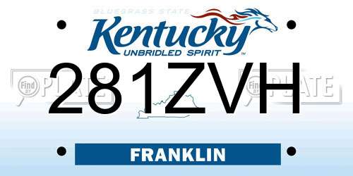 281ZVH Kentucky License Plate