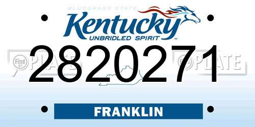 2820271 Kentucky License Plate