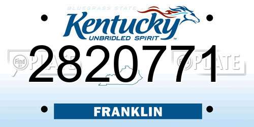 2820771 Kentucky License Plate