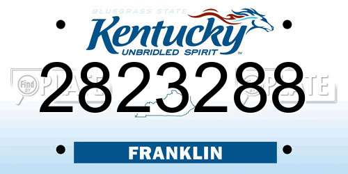 2823288 Kentucky License Plate