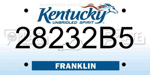 28232B5 Kentucky License Plate