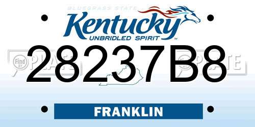28237B8 Kentucky License Plate