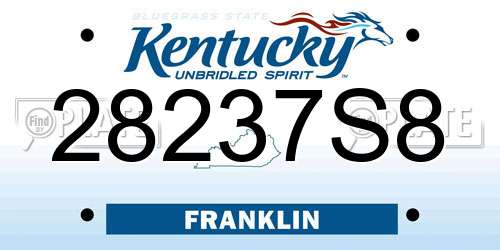 28237S8 Kentucky License Plate