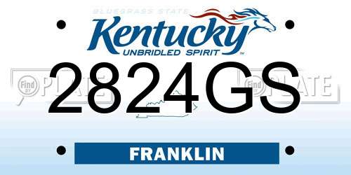 2824GS Kentucky License Plate