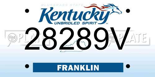 28289V Kentucky License Plate