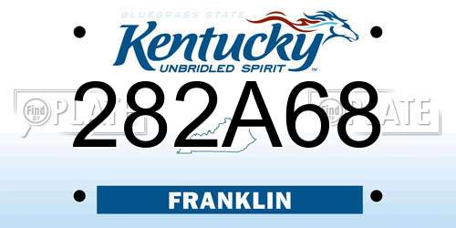282A68 Kentucky License Plate