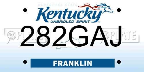 282GAJ Kentucky License Plate