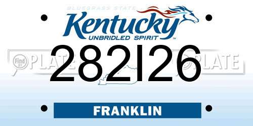 282I26 Kentucky License Plate