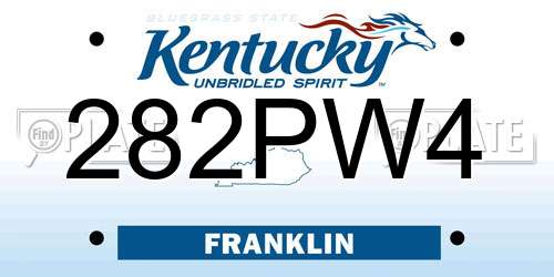 282PW4 Kentucky License Plate