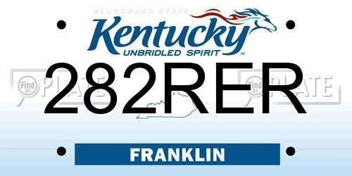 282RER Kentucky License Plate
