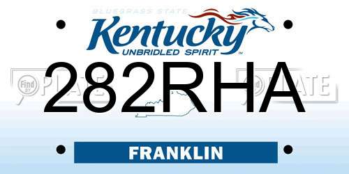 282RHA Kentucky License Plate