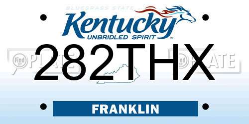 282THX Kentucky License Plate