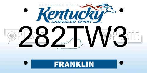 282TW3 Kentucky License Plate