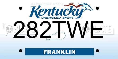 282TWE Kentucky License Plate