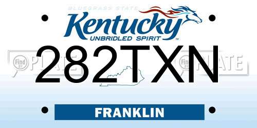 282TXN Kentucky License Plate