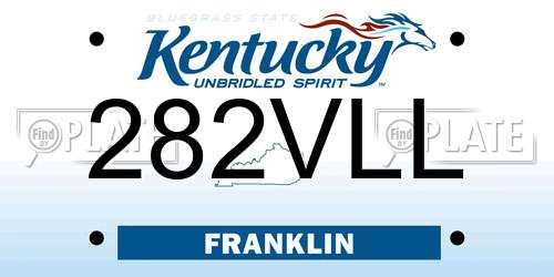 282VLL Kentucky License Plate