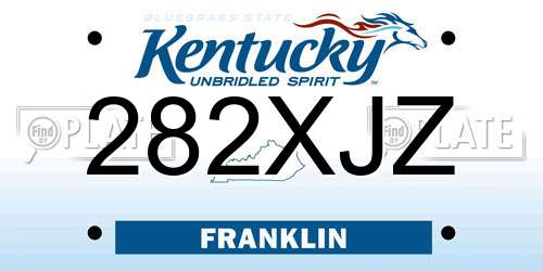 282XJZ Kentucky License Plate
