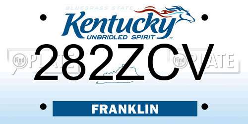 282ZCV Kentucky License Plate